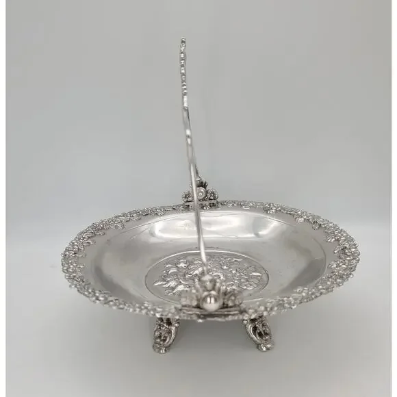 Antique Aurora Silver Plate Repousse 4-Foot Brides Basket Centerpiece 1869-1919 - Picture 5 of 10